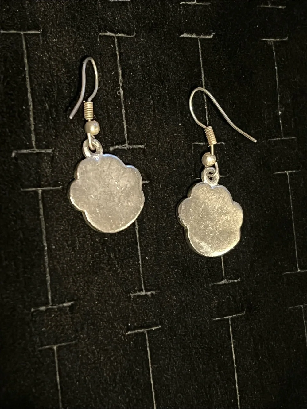 Silver toned Blue Paw Print Dangle Earrings for Pet Lovers